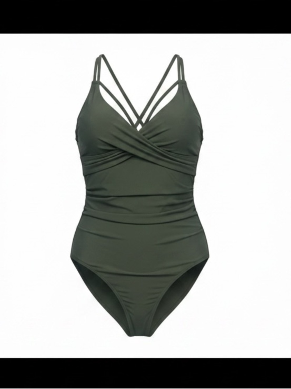 No Brand Olive Green Twist-Front One-Piece Swimsuit sz M